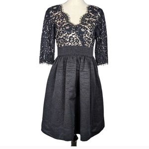 Eliza J Black and Nude Lace fit and flare dress